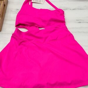 Vibrant small Pink Halter Dress with shorts. new